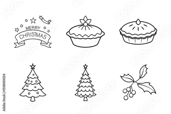 Fototapeta Christmas elements icon Set 6 boundle