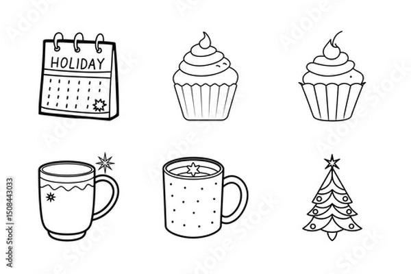 Fototapeta Christmas elements icon Set 6 boundle