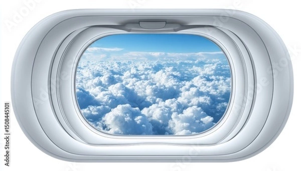 Obraz Oval airplane window, cloudscape view