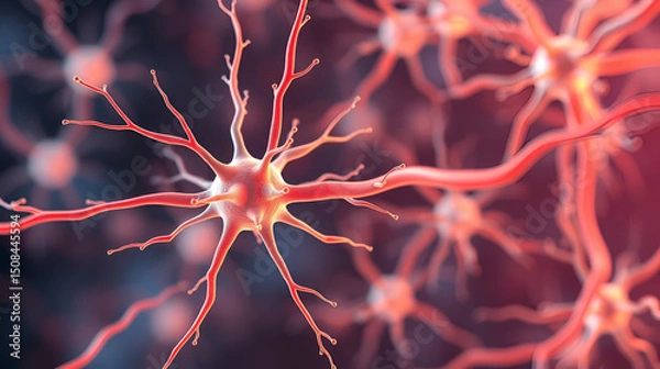 Fototapeta 3d rendering of Sensory neurons or afferent neurons, are nerve cells that receive stimuli from sensory organs and send messages to the nervous system for processing.