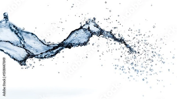 Obraz Abstract Blue Water Splash on White Background