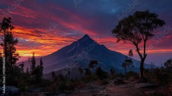 Fototapeta Dramatic Sunrise Volcano Landscape Photography.