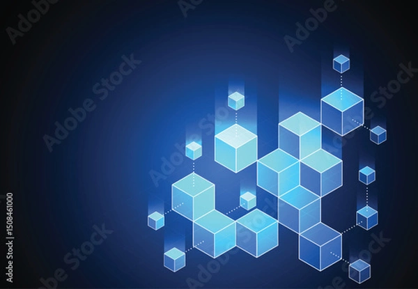 Fototapeta Abstract blockchain digital technology concept. Big data design. Vector illustration