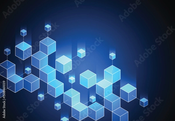 Fototapeta Abstract blockchain digital technology concept. Big data design. Vector illustration