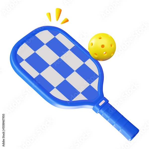 Fototapeta 3d Vibrant Pickleball Paddle and Ball vector Illustration.