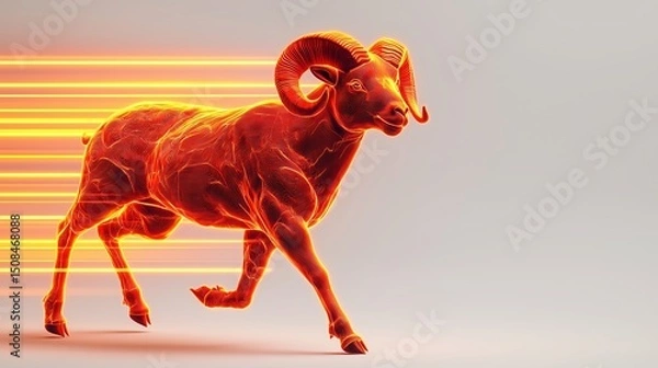Fototapeta aries horoscope abstract flames.ram horns background,aries business abstract,aries business fire