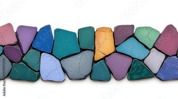 Fototapeta Colorful Irregular Stone Border on White Background