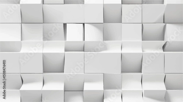 Fototapeta Abstract white squared paper texture, a blank note sheet with a subtle grid pattern background.