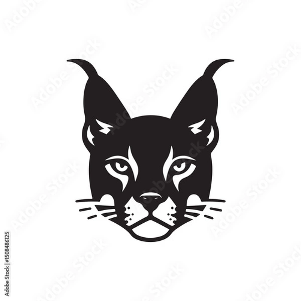 Fototapeta **"Striking Caracal Vector Silhouette: Wild Feline Design Featuring Tufted Ears, Sleek Body, and Alert Stance in Clean, Minimalist Style for Crafts and Digital Artwork"**
