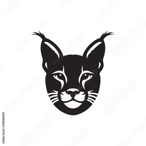 Fototapeta **"Striking Caracal Vector Silhouette: Wild Feline Design Featuring Tufted Ears, Sleek Body, and Alert Stance in Clean, Minimalist Style for Crafts and Digital Artwork"**
