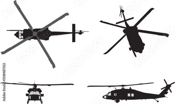 Obraz Vector helicopter detailed silhouettes