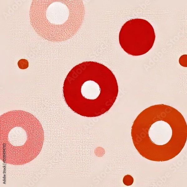 Fototapeta A retro-inspired seamless pattern in pink and orange, consisting of mid century modern half circles and starbursts, can enhance home décor and backgrounds