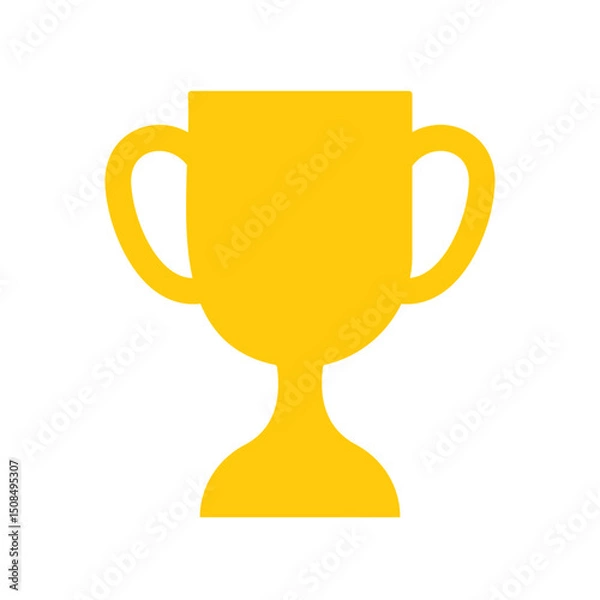 Fototapeta Golden cup icon. Trophy icon. Flat style design of trophy goblet icon, win reward. Winner prize, sport champion. Vector illustration of golden champion winner cup on transparent background. Mobile app