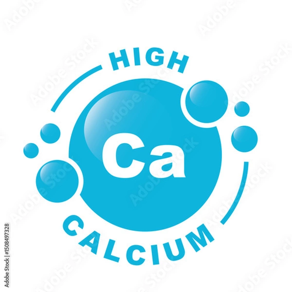 Obraz Mineral Ca Calcium, blue shining pill, capsule, - icon, vector, sticker.
