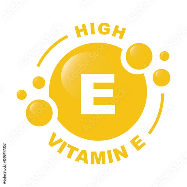 Obraz Vitamin E shining pill, capsule - vector, icon. 