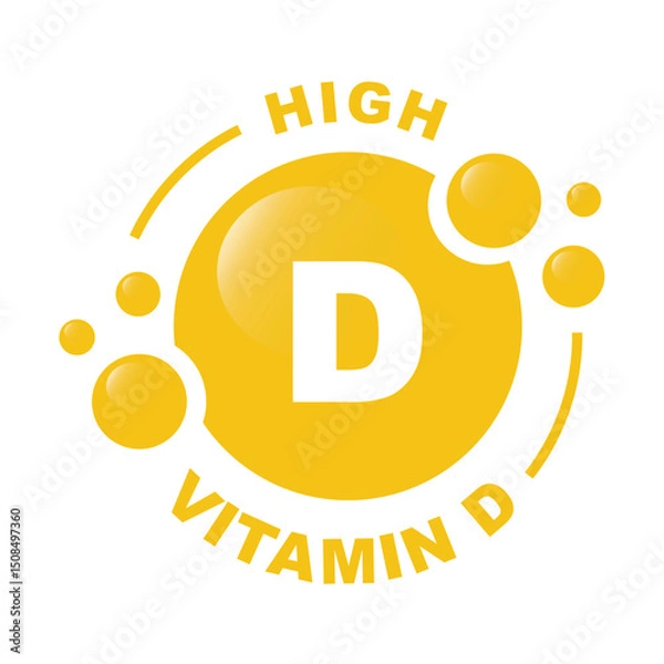 Fototapeta High vitamin D complex with drop bubbles - icon, vector.