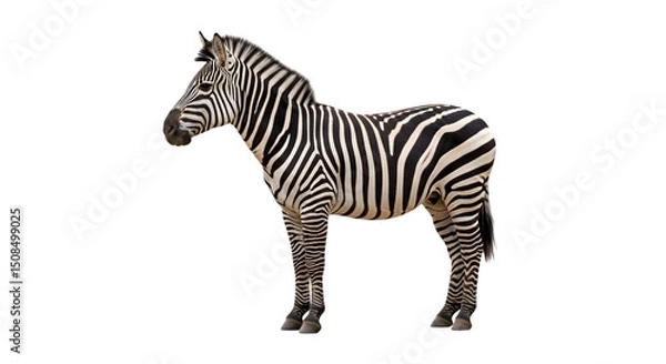 Fototapeta Zebra Stands on Black Background, Transparent Image