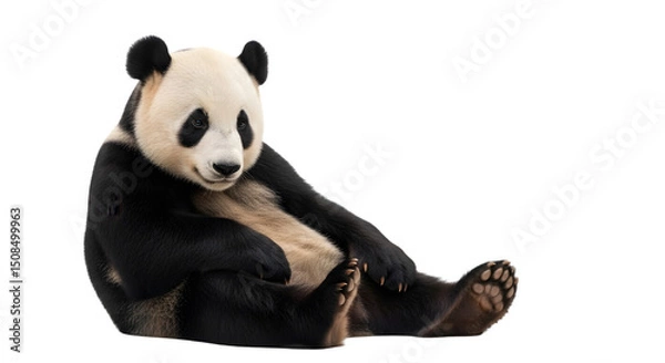 Fototapeta Giant Panda Sitting, Transparent Background Image