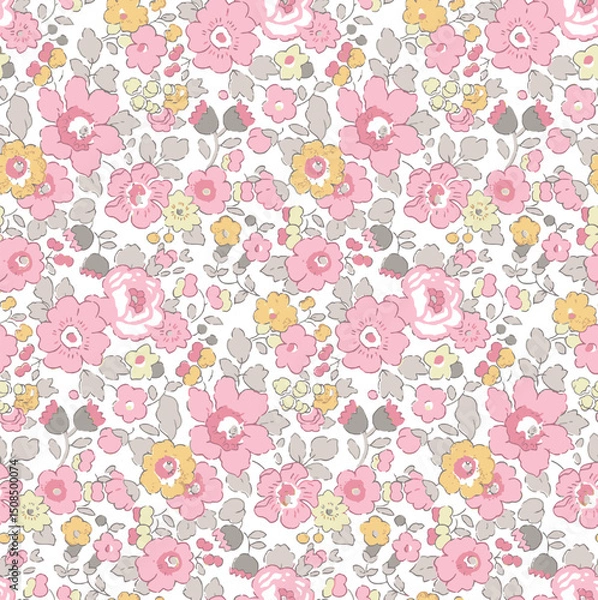 Obraz vintage seamless little floral pattern light colors