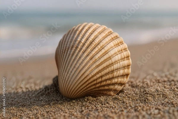 Fototapeta  Seashell on Sandy Beach Close-Up | shell on the beach