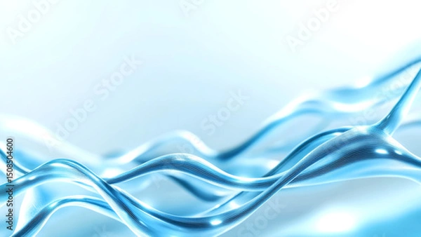 Fototapeta Abstract blue waves with flowing lines and smooth surfaces in light background