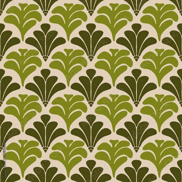 Fototapeta Art Nouveau floral seamless pattern repeat tile