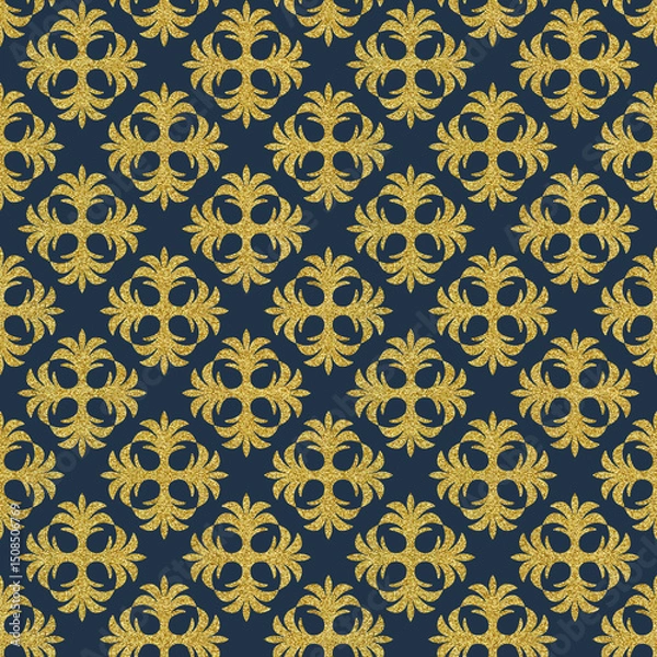 Fototapeta Gold art nouveau repeating motif seamless pattern