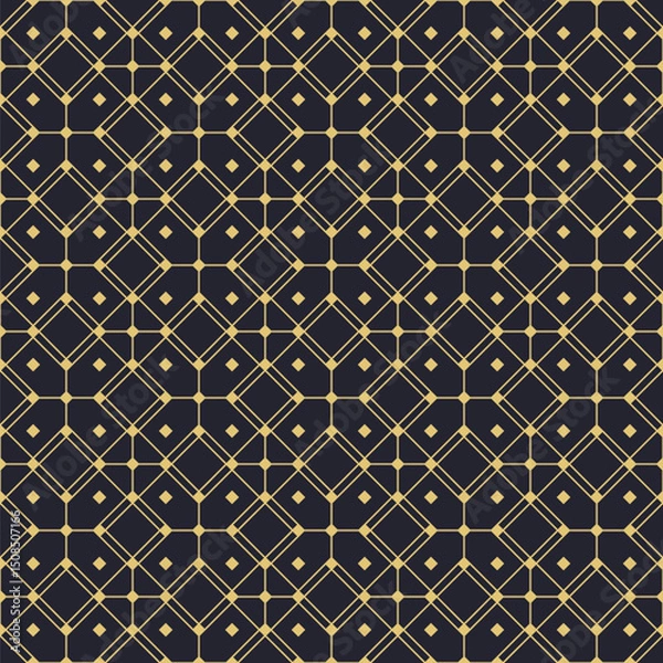 Obraz Geometric ornament with squares. Seamless vector pattern. Dark  background.