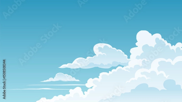 Fototapeta Blue sky and clouds vector illustration, nature landscape background with copy space