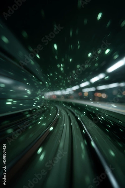 Obraz Dynamic night highway with motion blur in futuristic cityscape, speed and urban movement concept