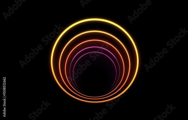 Fototapeta Captivating neon spiral night universe showcasing vibrant colored circles emanating warmth and intrigue