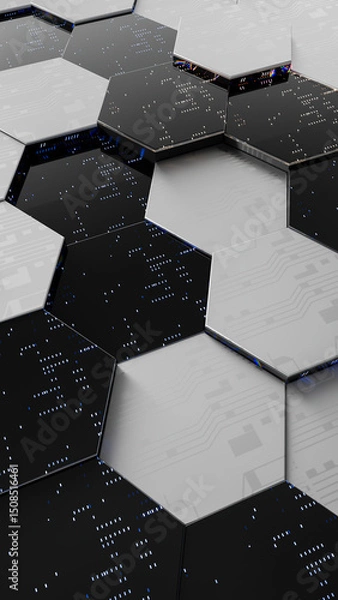 Fototapeta 3D abstract futuristic technology background. Abstract concept data center. 3d rendering illustration not AI