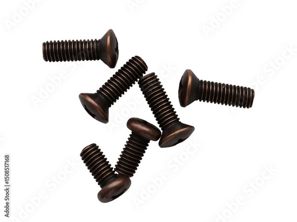 Fototapeta isolated metal dark screws on empty white background