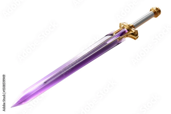 Obraz Purple sword with golden hilt displayed on a transparent background