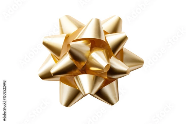 Obraz Golden gift bow on transparent background for festive occasions