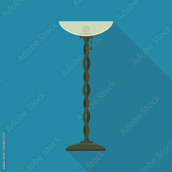 Fototapeta Living room floor lamp in flat design style on blue background with long shadow