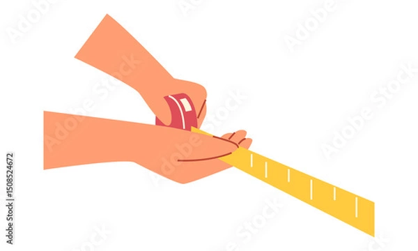 Obraz A man is holding a tape measure to measure
