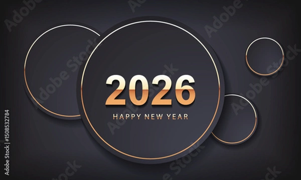 Fototapeta 2026 Happy New Year Background Design. Greeting Card, Banner, Poster. Vector Illustration.