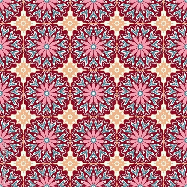 Obraz Abstract geometric pattern with floral designs