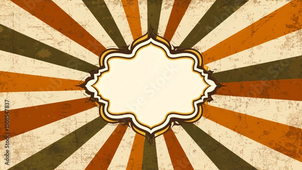Fototapeta Vintage sunburst background with ornate frame design