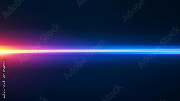 Fototapeta Colorful light neon spectrum on dark background with horizontal streaks