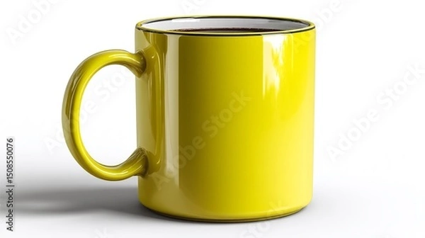 Obraz Yellow Mug with Coffee Cup, Mockup, and Blank Template.