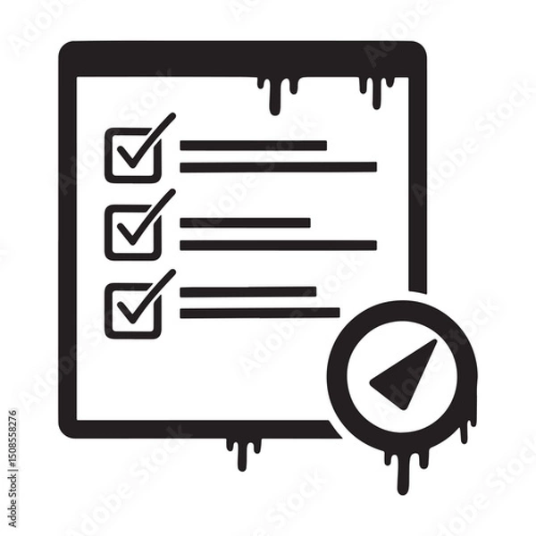 Fototapeta Stencil dripping paint online survey icon for merchandise appare