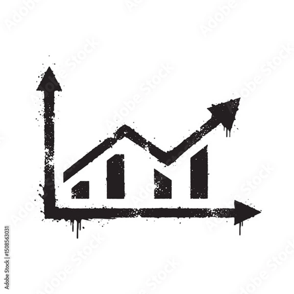 Fototapeta Grunge Economic Indicator Graph with Stencil Dripping Paint Effe