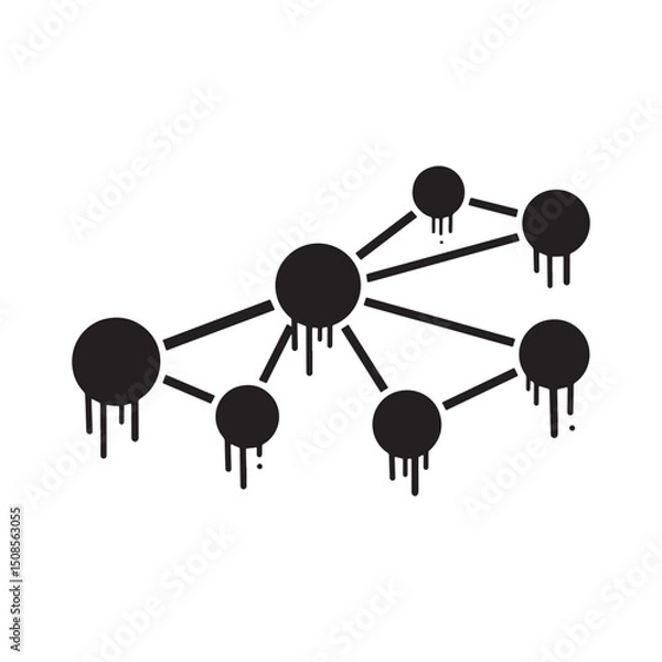 Fototapeta Computer Network Icon with Dripping Paint Stencil Effect Illustr