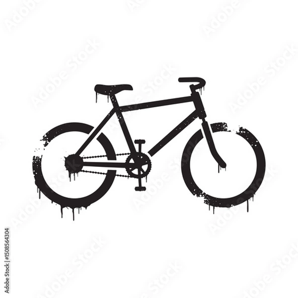 Fototapeta Monochrome Bicycle Icon with Paint Drip Effect for Merchandise a