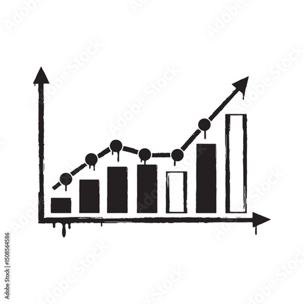 Fototapeta Grungy Stock Market Chart Icon with Paint Drips for Merchandise