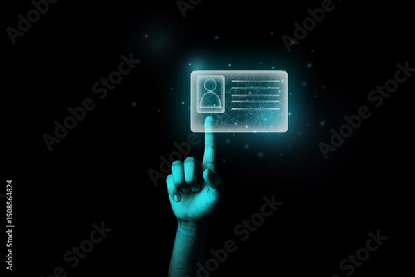 Fototapeta hand pushing a digital ID card button