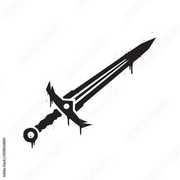 Fototapeta Mordred's Sword Vector with Stencil Dripping Paint Effect for Me