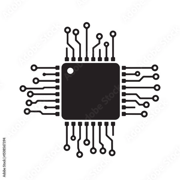 Fototapeta Monochrome Integrated Circuit Cyberpunk Style Vector Illustratio